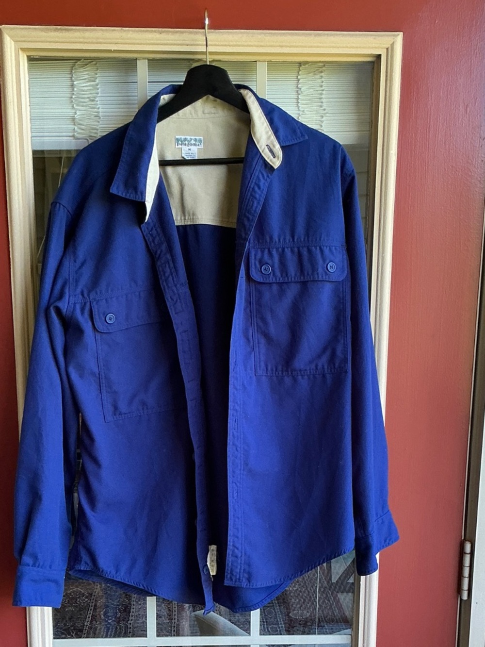 Patagonia Blue Lightweight Shirt Jacket with Cream Collar